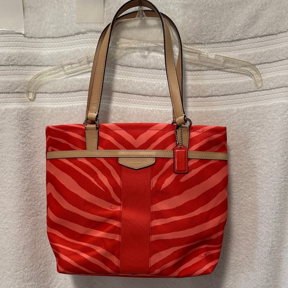Coach Zebra Print Canvas Tote Bag NWOT Model F23283